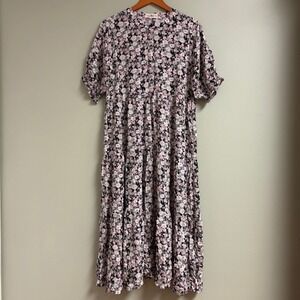 Natural Life Floral Dress Boho Cottage Prairie Modest Feminine Peasant Size M